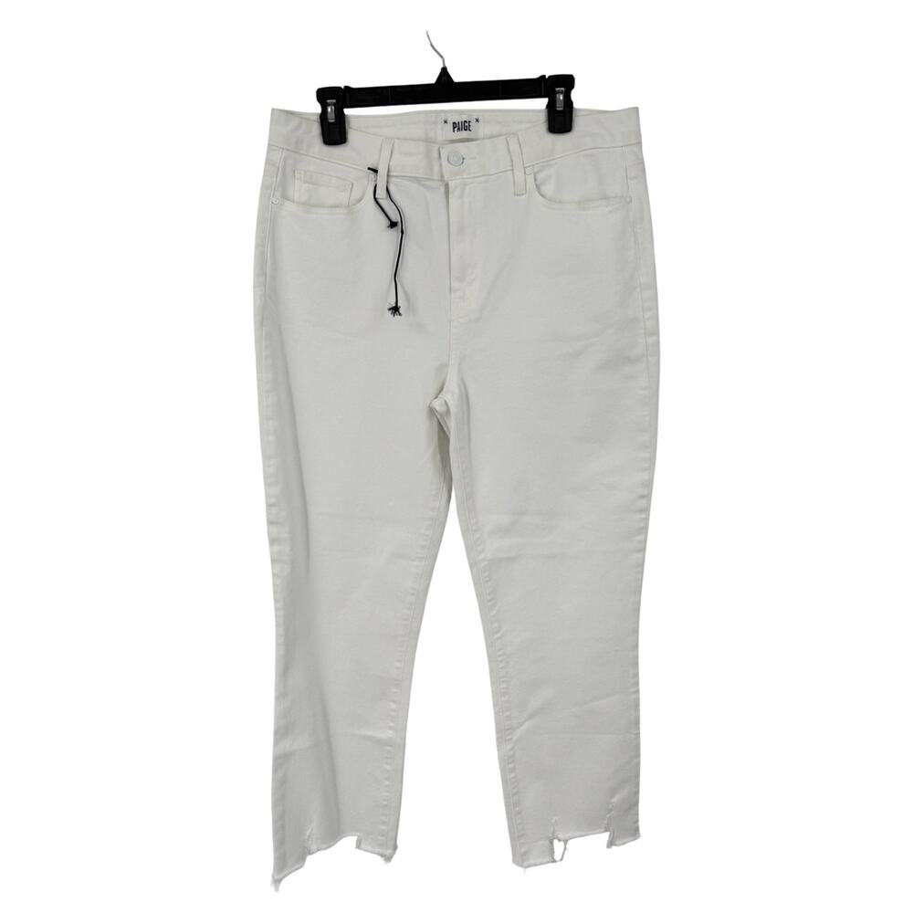 Paige Cindy Crop Destroyed Raw Hem jeans Crisp White size 32